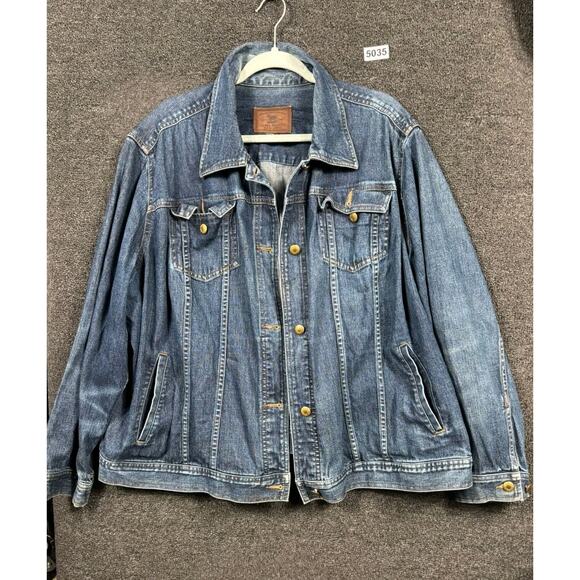 Lauren Jeans Co Jackets & Blazers - VTG Lauren Jeans Co Ralph Lauren Denim Trucker Jacket Womens 2X Blue Stretch
